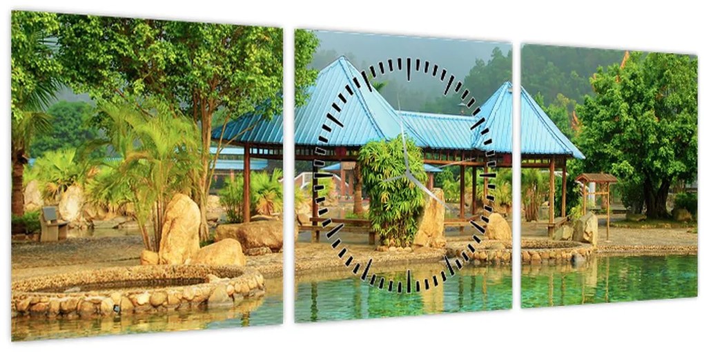 Obraz - Shanghai hotel park (s hodinami) (90x30 cm)