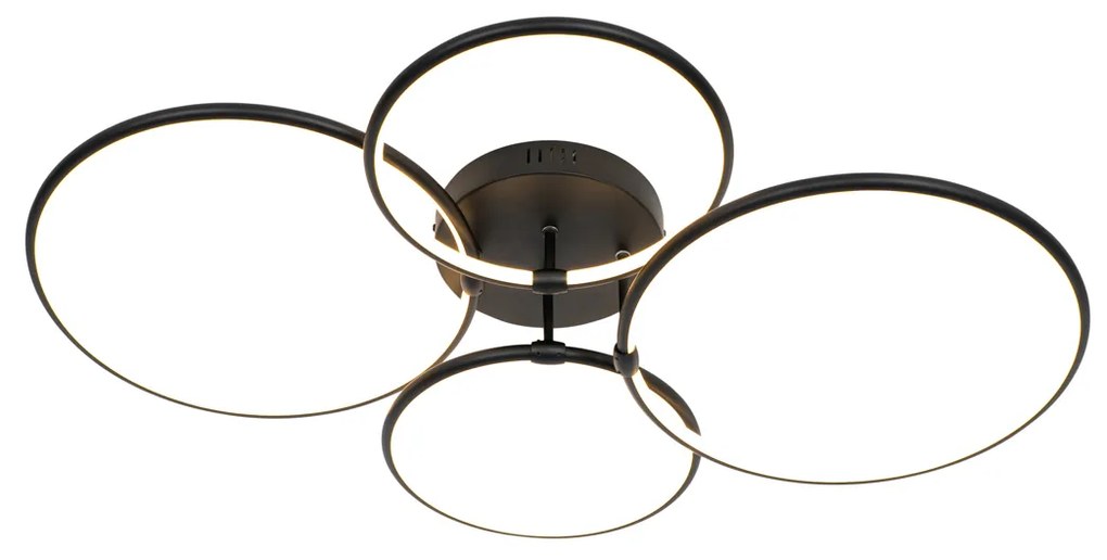 Stropné svietidlo čierne vrátane LED 3-stupňové stmievateľné 4-svetlo - Joaniqa