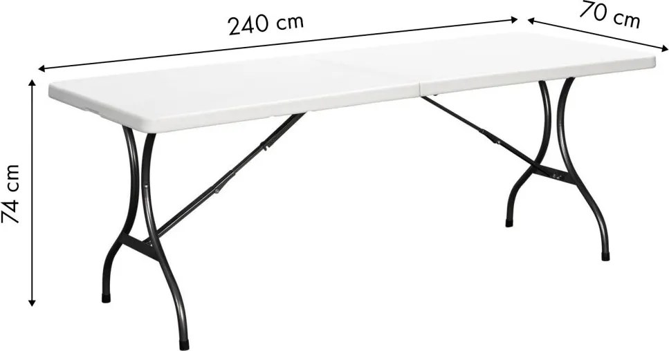 Cateringový stôl 240 cm skladací biely