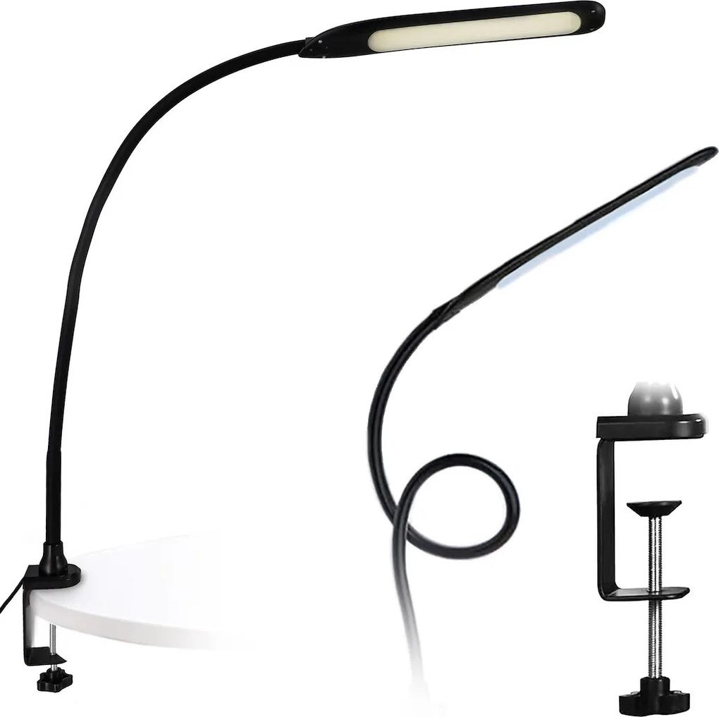 JU Stolná lampa s nastaviteľným ramenom, čierna, interiérová