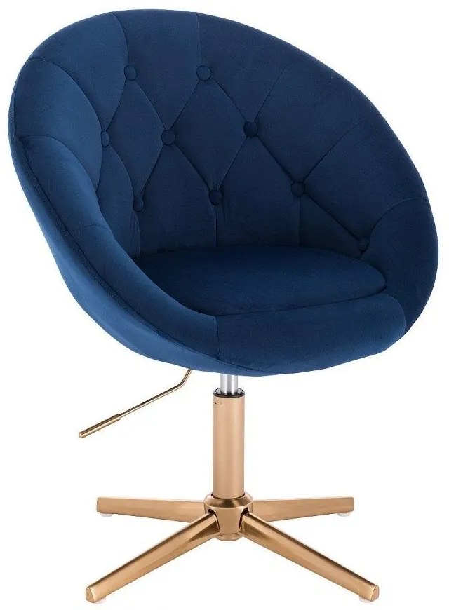 LuxuryForm DESIGN Kreslo VERA VELUR na zlatom kríži - modré
