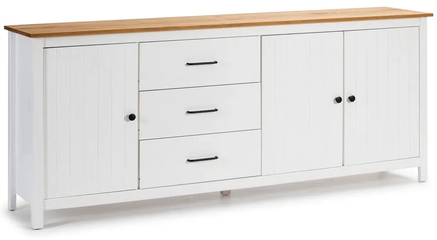Biela nízka komoda z borovicového dreva 190x80 cm Miranda – Marckeric
