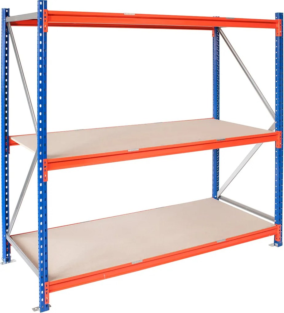 Kovový regál LONGSPAN, 200x150x80cm, 3x DTD polica, 1000kg na policu
