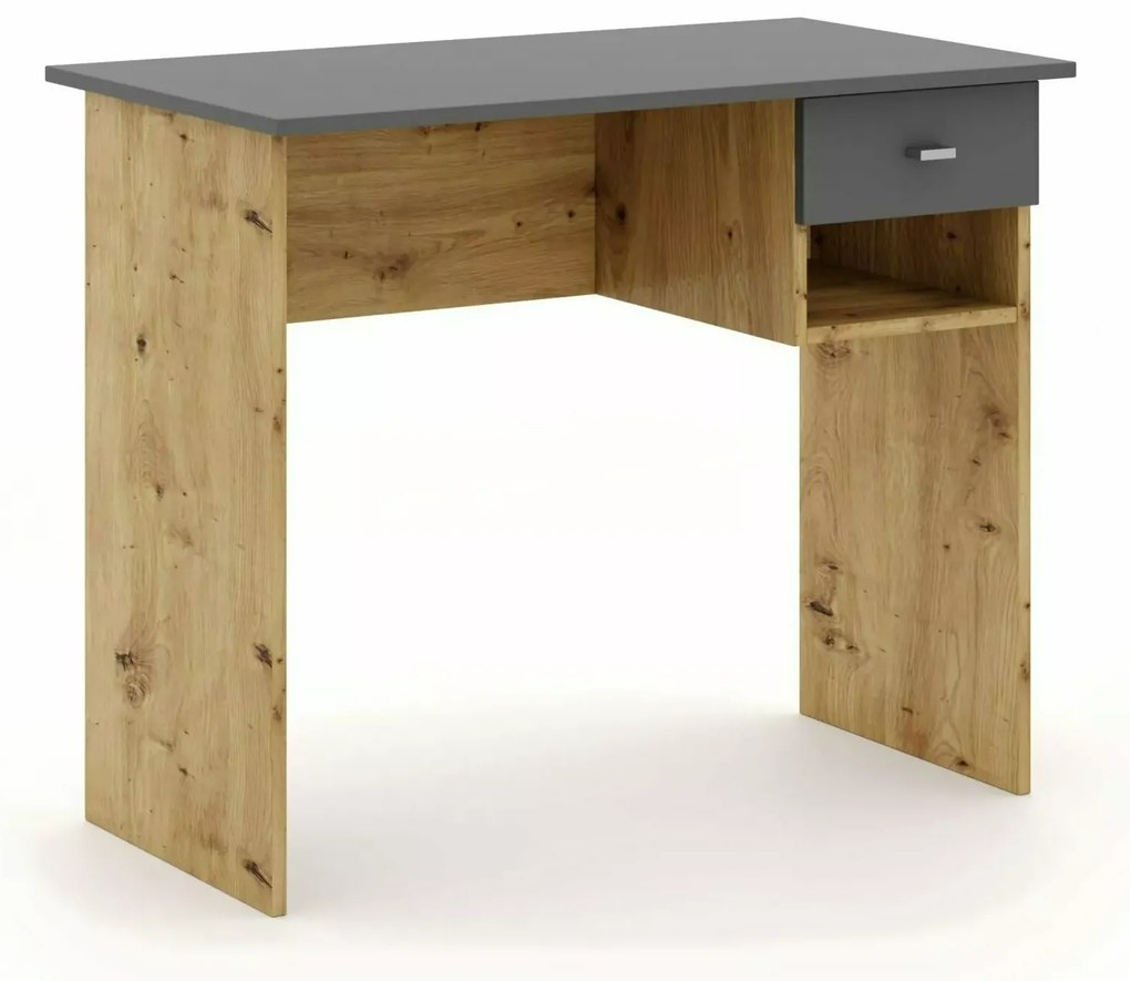 Písací stôl v dekore dub artisan s antracitovou doskou B-011