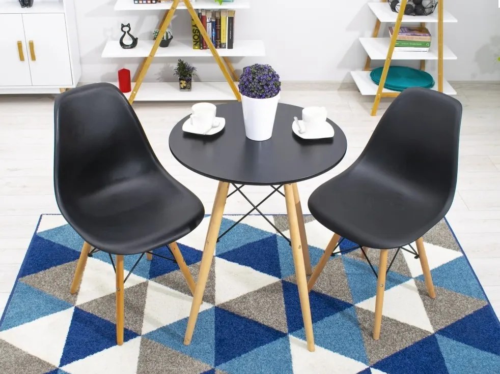 Jedálenský stôl 60 cm čierny/ hnedé nohy