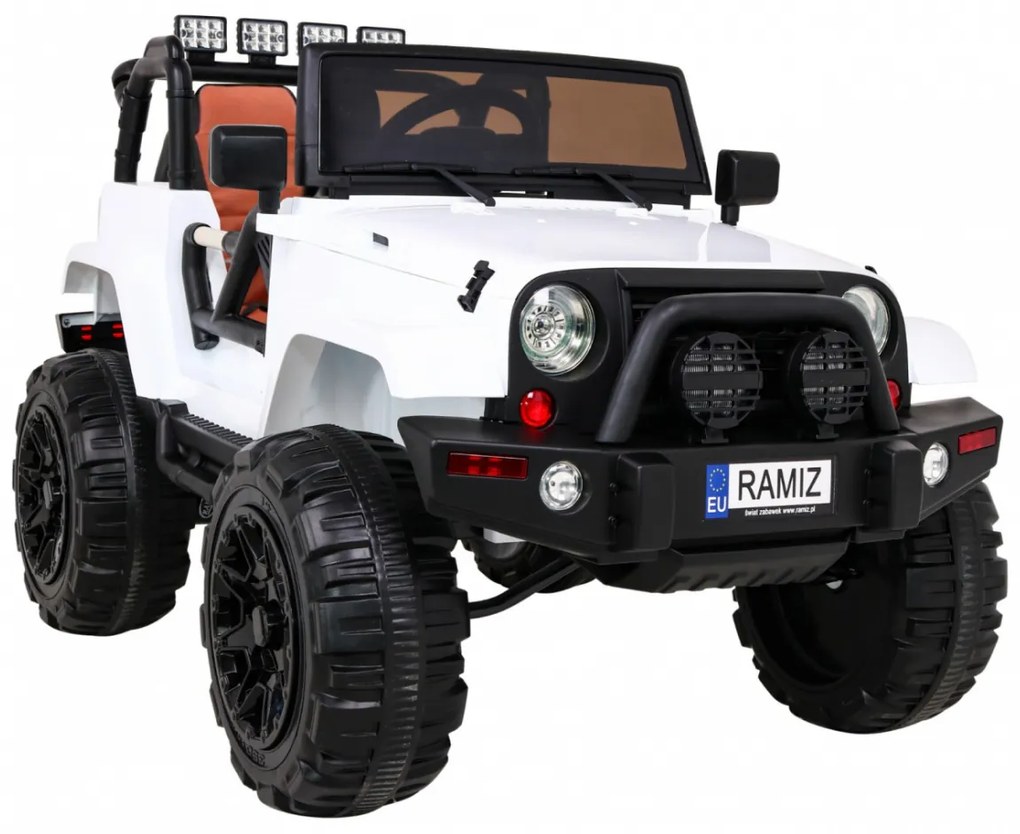RAMIZ ELEKTRICKÉ AUTÍČKO JEEP ALL TERRAIN - NELAKOVANÉ - BIELE - 2 x 45W - 12V/7Ah - 2022