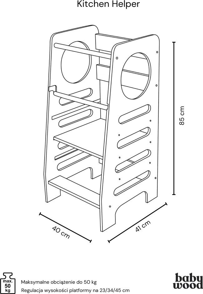 Montessori učiaca detská veža stredná biela