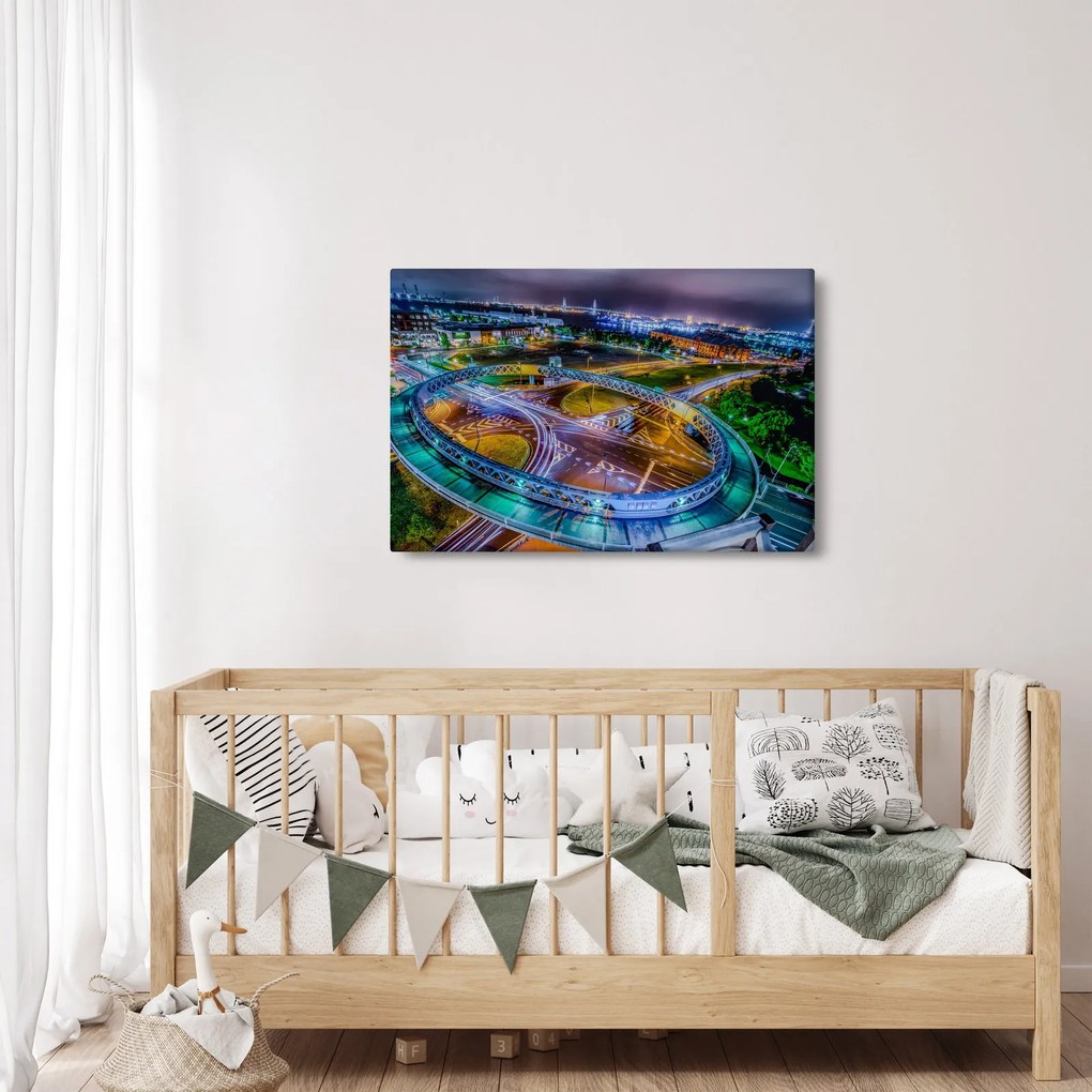Obraz - panoráma nočného mesta (90x60 cm)