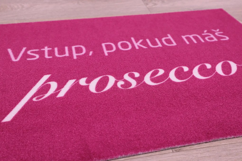 Mercury Flooring, Rohožka Vstup pokiaľ máš Prosecco 40x60 cm, 40x60, ružová