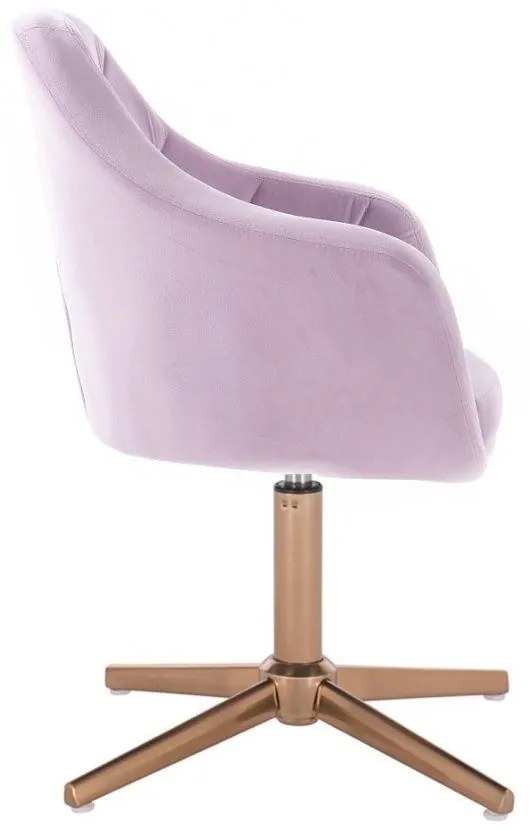 LuxuryForm DESIGN Kreslo ROMA VELUR na zlatom kríži - levanduľa