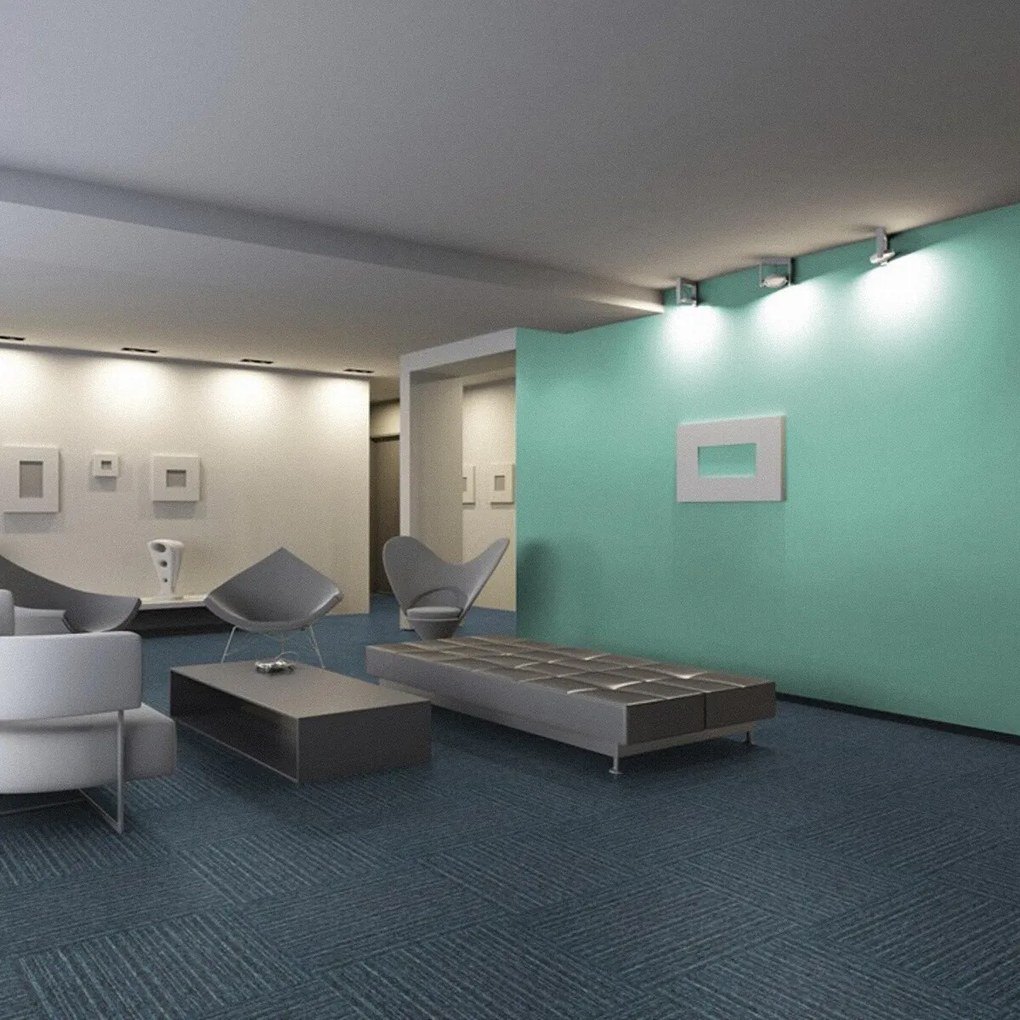 Balta, Kobercový štvorec Sonar Lines 4583 modrozelený 50 x 50 cm, chodba / predsieň