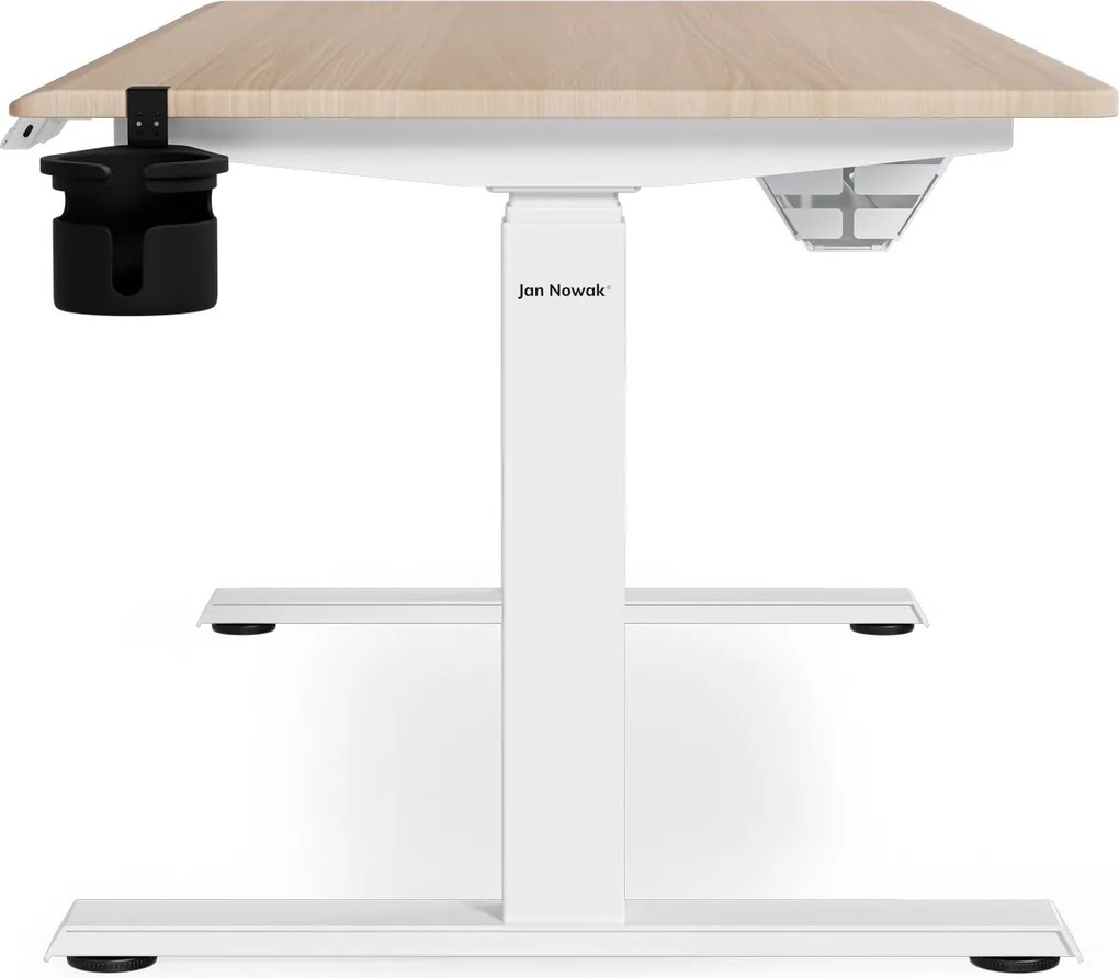 Elektrický stôl s nastaviteľnou výškou ergonomický biely/dub sonoma,1400x700 mm: ARIA