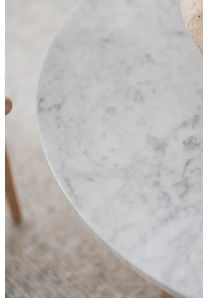 Biely mramorový okrúhly konferenčný stolík 90x90 cm Brooksville - Rowico