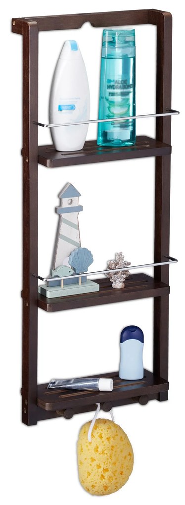 Závesná polička do kúpeľne tmavohnedá RD3247