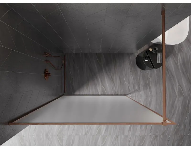 Mexen Kioto-F, sprchová zástena s rámom 80 x 202 cm, 8 mm mat, profil medená matná, 800-080-104-65-30