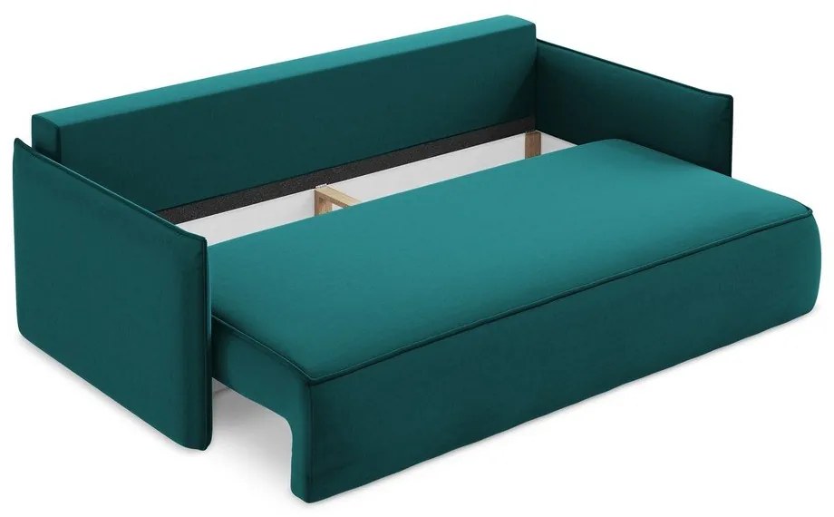 Tyrkysovomodrá zamatová rozkladacia/s úložným priestorom pohovka 225 cm Hula – Makamii