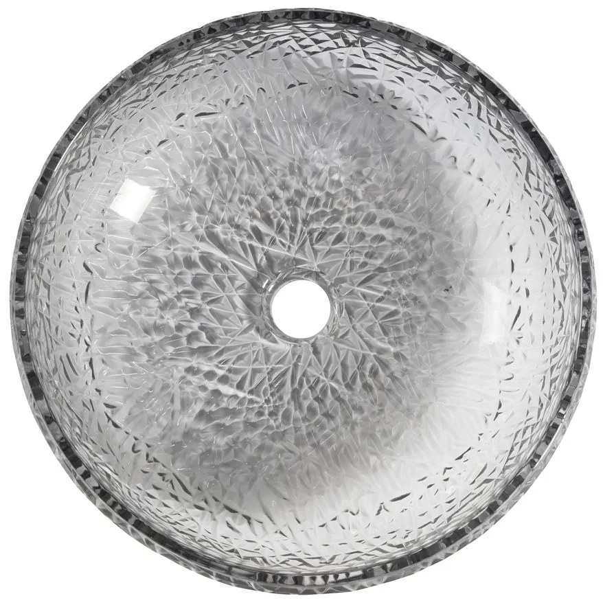 Sapho, GAVIOTA gravírované sklenené umývadlo na dosku Ø 42 cm, čierna, TY306