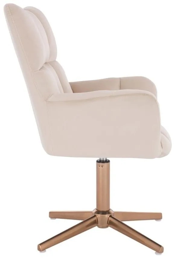 LuxuryForm DESIGN Otočné kreslo AURORA VELUR na zlatom kríži - krémové