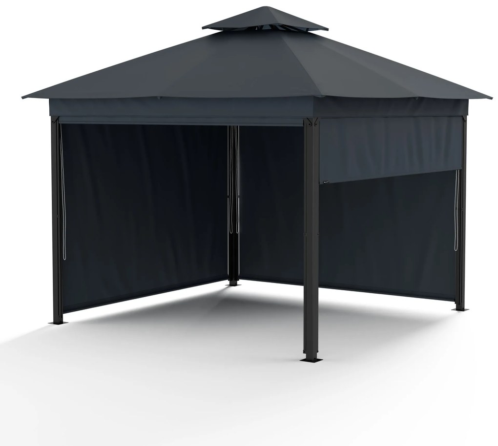 Blumfeldt Grandezza Cortina záhradný altánok 3x3 m, odolný voči poveternostným vplyvom, prášková farba, bočné rolety