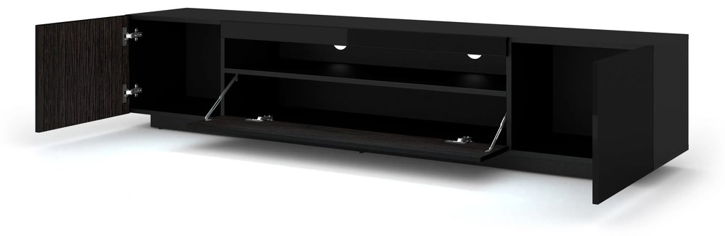 TV stolík/skrinka Aurinko 200 (lesklá čierna). Akcia -20%. Vlastná spoľahlivá doprava až k Vám domov. 1083450