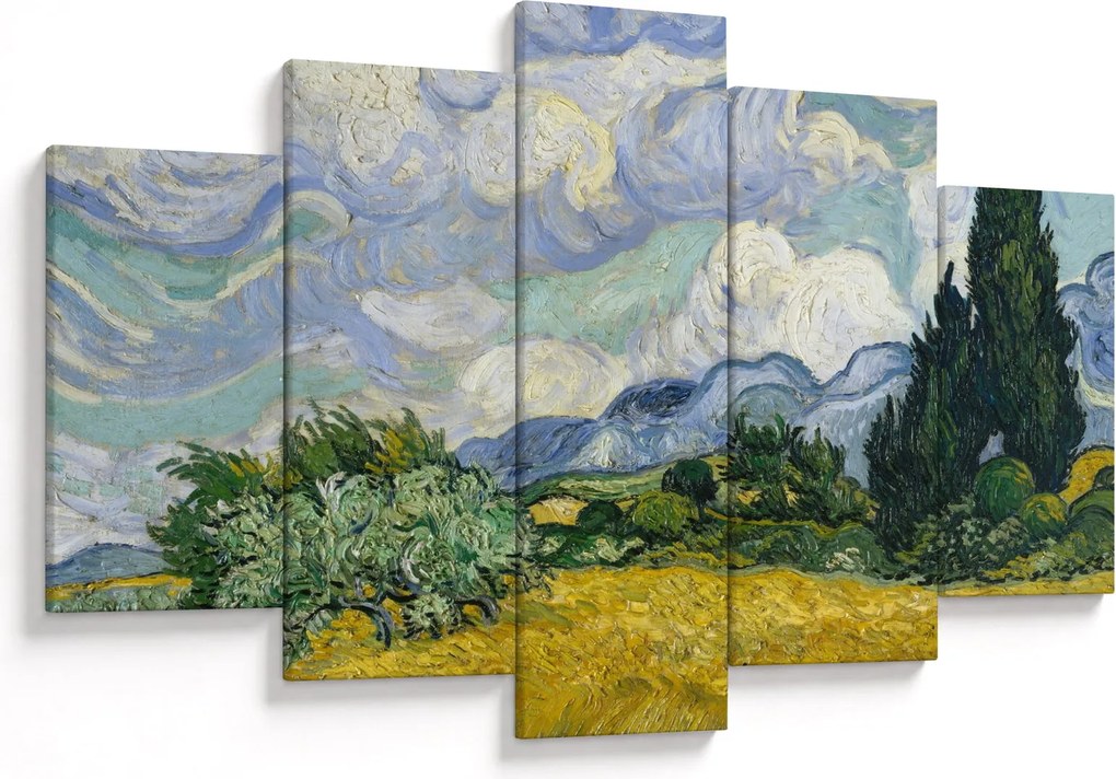 Obraz - Vincent van Gogh, Wheat Field with Cypresses, reprodukcia (150x105 cm)