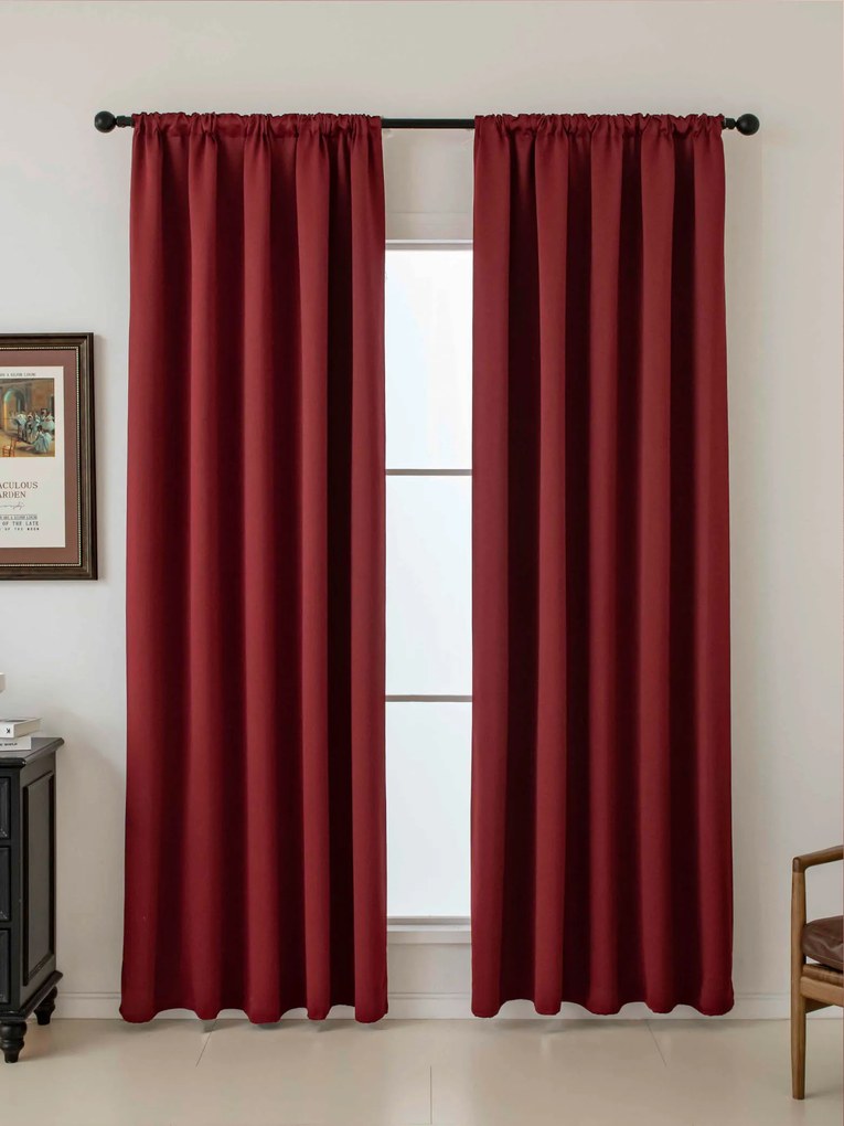 Blackout závesy Elias vínová – 140 × 160 cm (2 ks) - riasiaca stuha