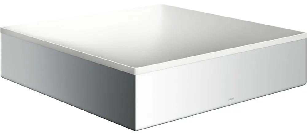 AXOR Suite Basins &amp; Bathtub štvorcová umývadlová misa bez otvoru, bez prepadu, 400 x 400 mm, matná biela, rám chróm, 42003000