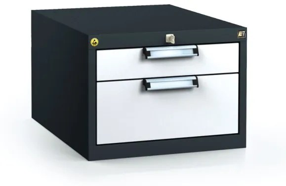 Alfa 3 Antistatický závesný ESD box pre pracovné stoly 351 x 480 x 600 mm, 2 zásuvky