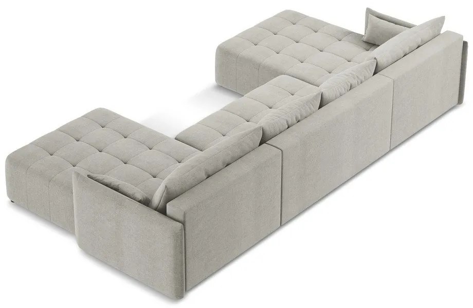 Svetlosivá rozkladacia/s úložným priestorom rohová pohovka (do tvaru "U") Moku – Makamii