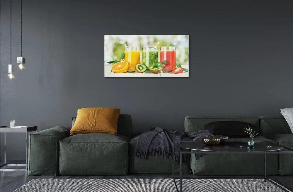 Obraz na skle Koktaily Strawberry Kiwi 125x50 cm