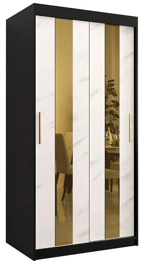 Skriňa Platinum Pole 100 čierna marmur/biely