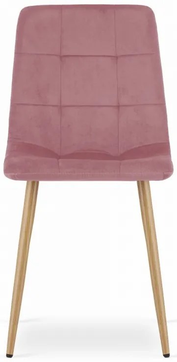 Jedálenský set 1 + 4, stôl UMEKO 120x80 cm dub sonoma + ružová zamatová stolička KARA