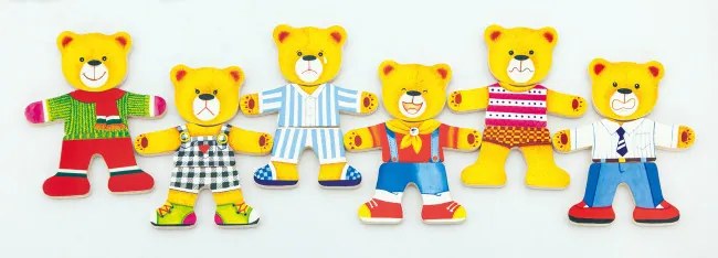 Drevené puzzle na obliekanie Viga 56401 Medvedík