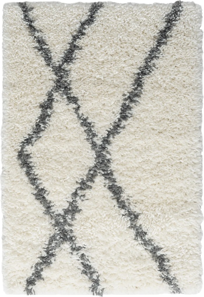 Kusový koberec My Shaggy Raute creme, 160x230, čiernobiela, chodba / predsieň, My Flair