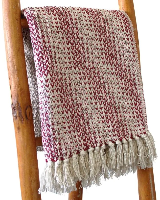 Boho Pohodlný Prehoz - 125 x 150 cm - Rubínová Dvojfarebná 1 ks