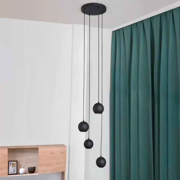 LED Luster na lanku MIDWAY 4xGU10/4,8W/230V čierna