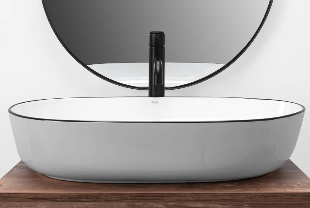 Keramické umývadlo na dosku REA CLEO white Black edge
