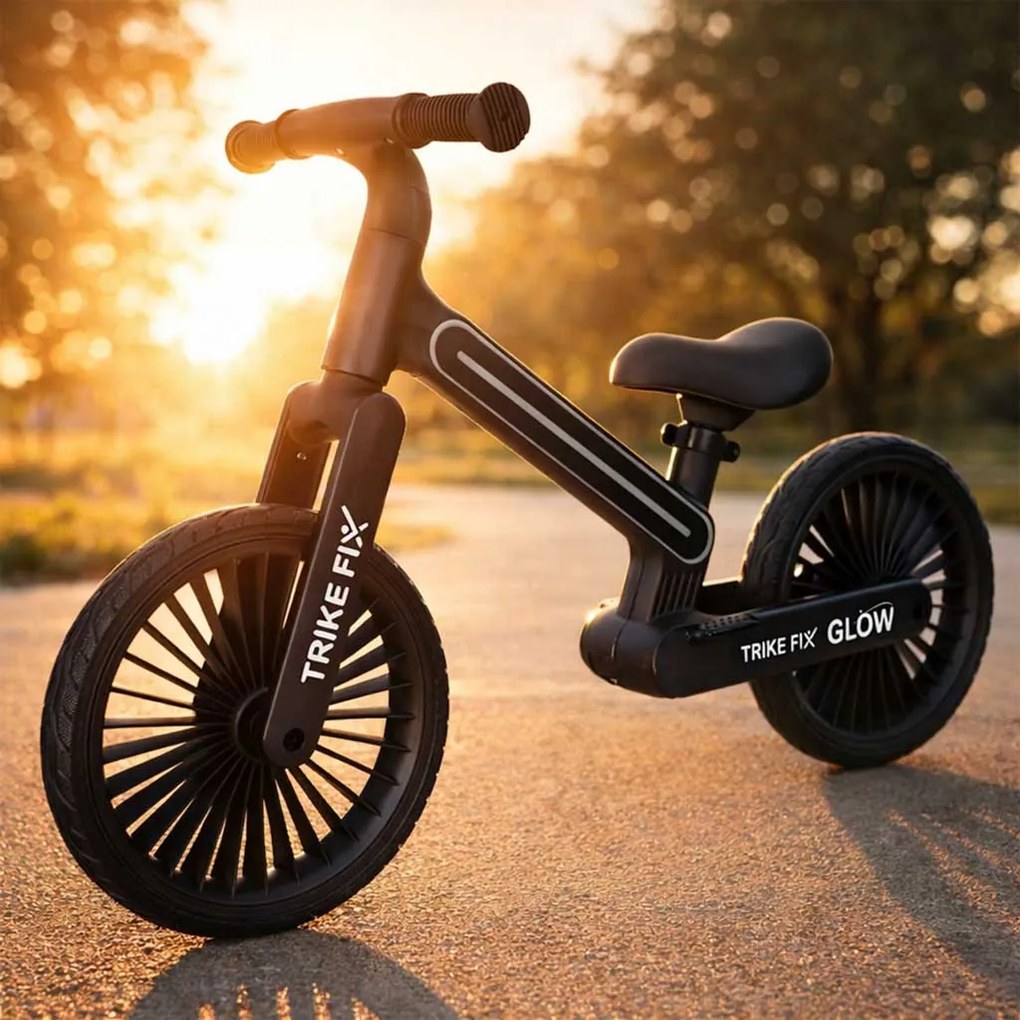 KIK Detský bežecký bicykel Fix Glow LED čierny