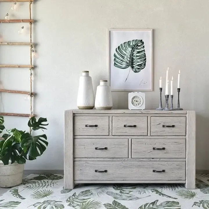 Vidiecka drevená komoda so 6 zásuvkami, 130x48x77 cm