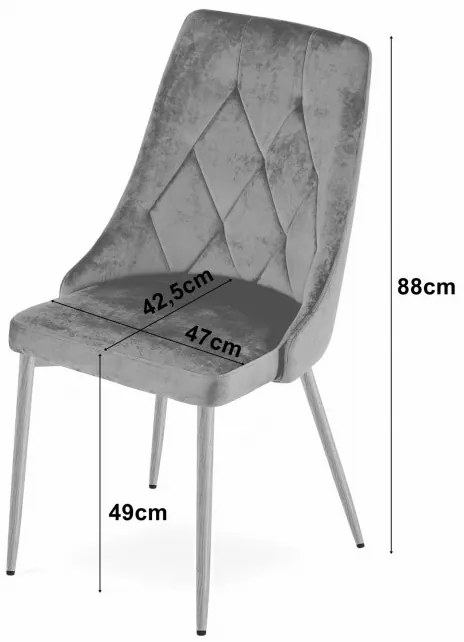 Jedálenská stolička IMOLA zamatová tmavosivá / drevené nohy