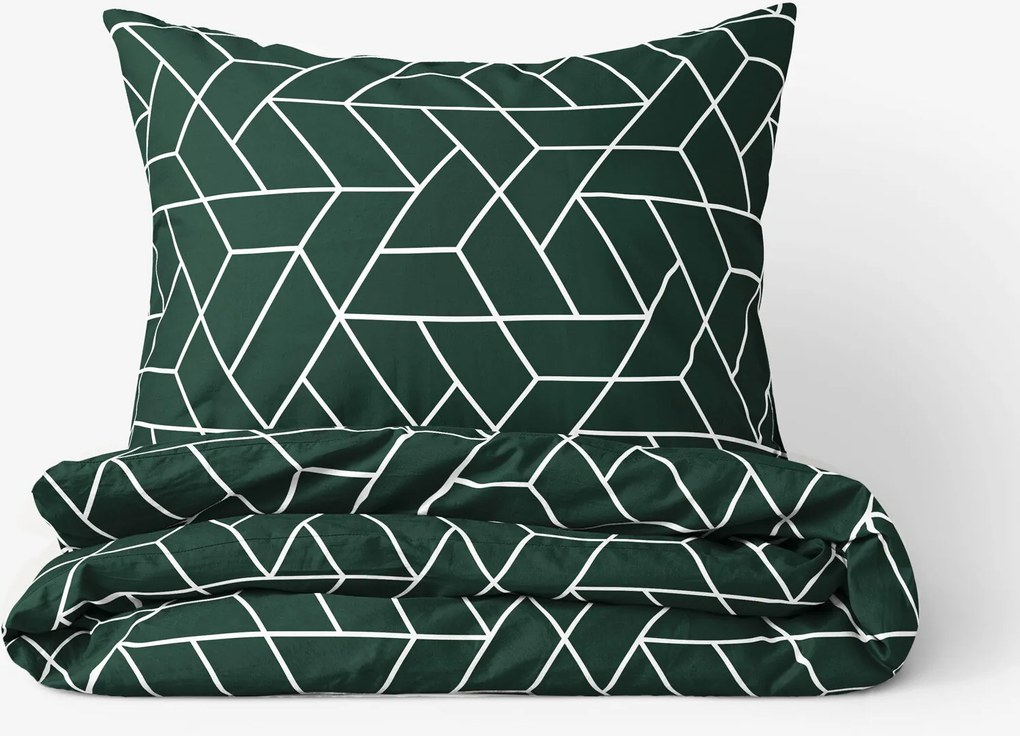 Goldea bavlnené posteľné obliečky - mozaika na tmavo zelenom 200 x 200 a 2ks 70 x 90 cm