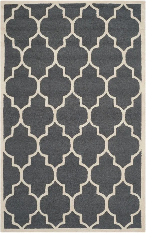 Tmavosivý vlnený koberec Everly 91 × 152 cm