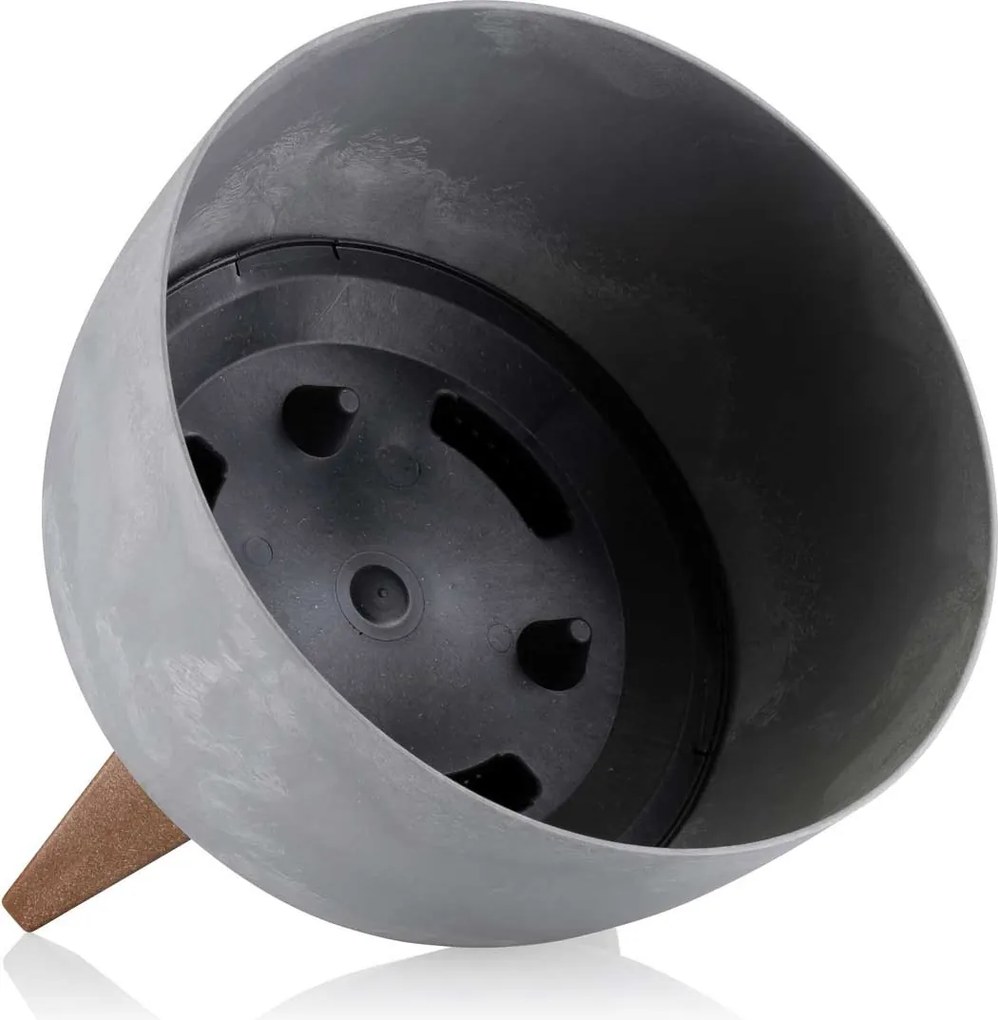 PLASTOVÝ KVETINÁČ ROSA LINEA SADA 2KS 15X24,3 CM+18,3X29,2 CM IMITÁCIA BETÓNU SIVÁ