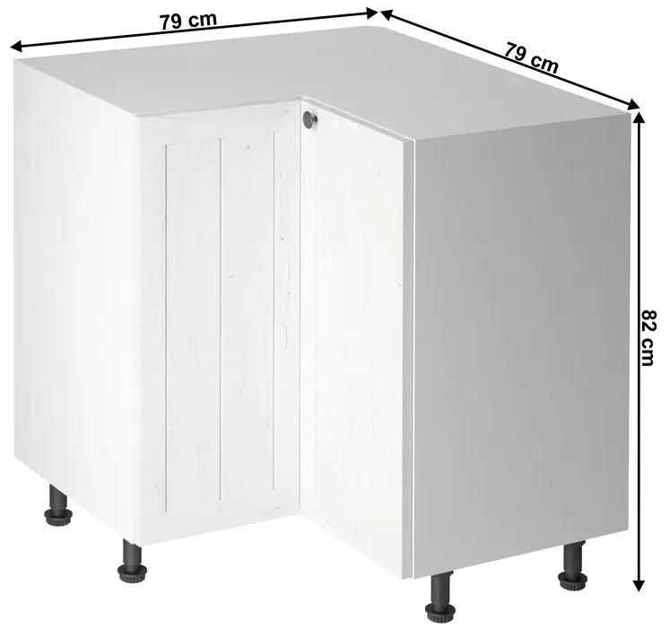 Dolná rohová kuchynská skrinka Provance D90N - biela / sosna Andersen