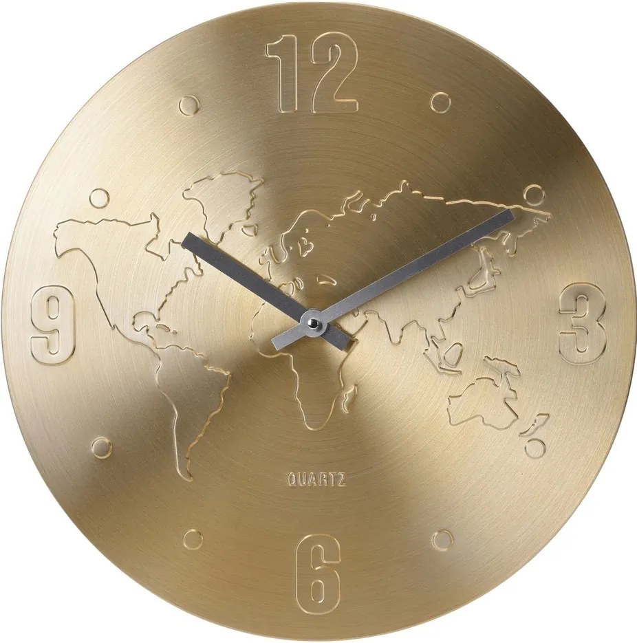 Nástenné hodiny World zlatá, 35 cm