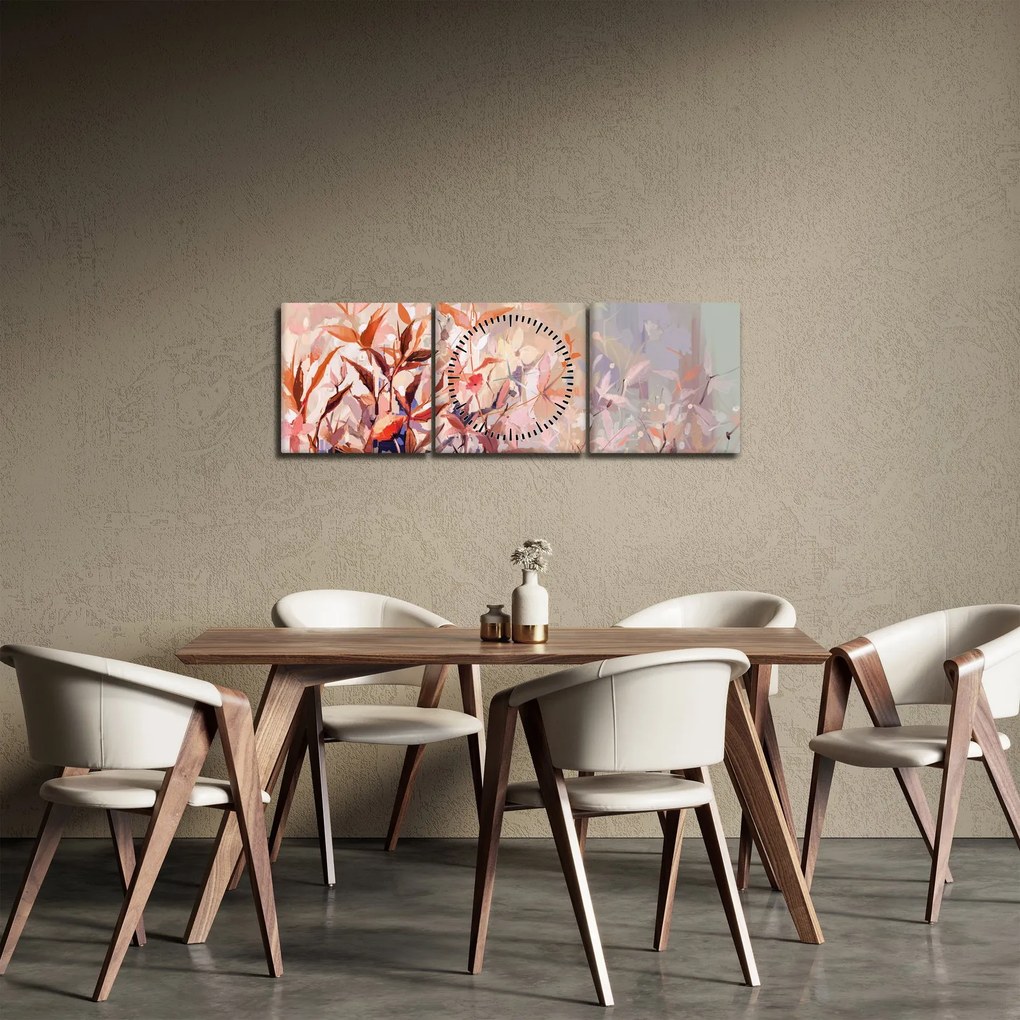 Obraz - Maľba pastelová jeseň (s hodinami) (90x30 cm)