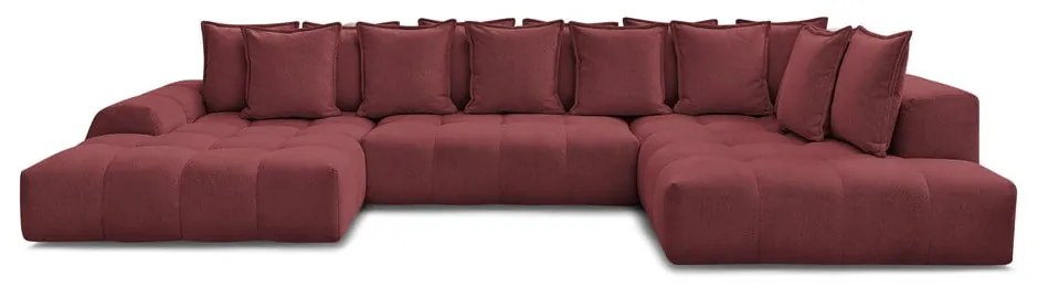 Vínovočervená ženilková rozkladacia/s úložným priestorom rohová pohovka (pravý roh/do tvaru "U") Everest – Bobochic Paris