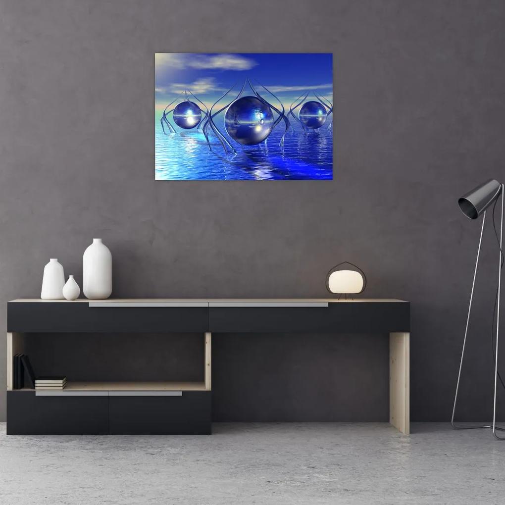 Sklenený obraz abstrakcie - voda (70x50 cm)