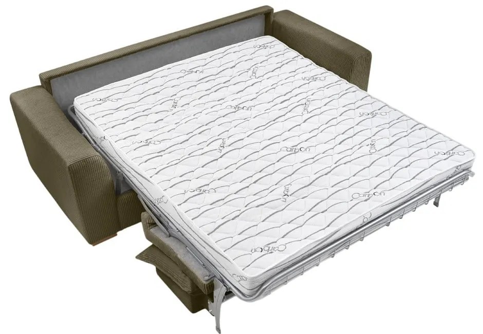 Zeleno-hnedá menčestrová rozkladacia pohovka 225 cm Augustin – Bobochic Paris