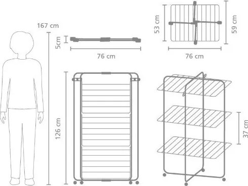 Matne čierny sušiak na bielizeň 23 m HangOn Tower – Brabantia